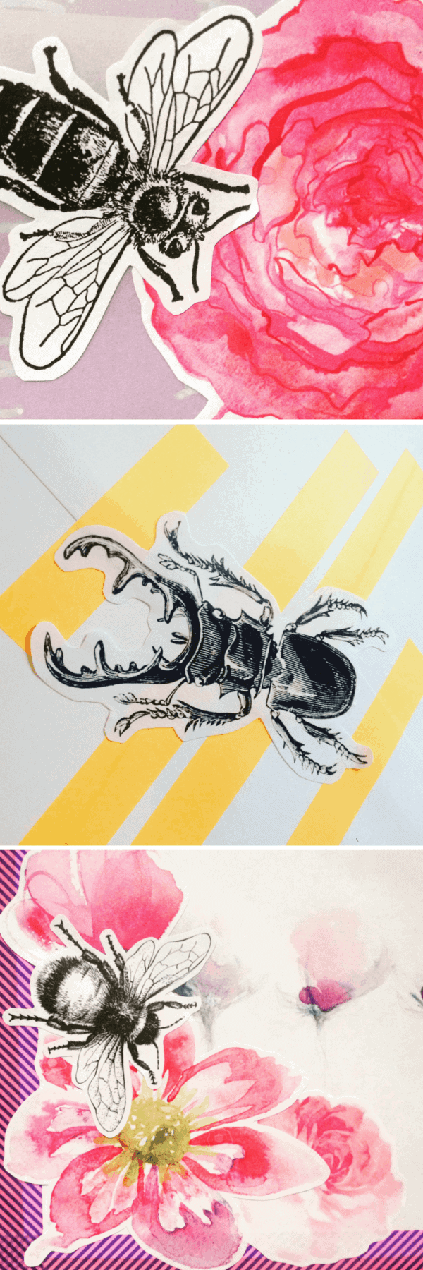 Decoupage insect envelopes happy mail inspiration