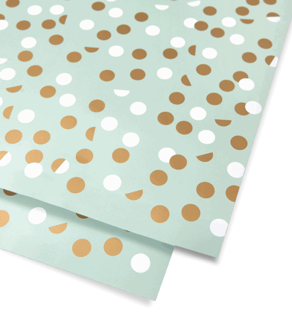 gold & white dot mint wrapping paper