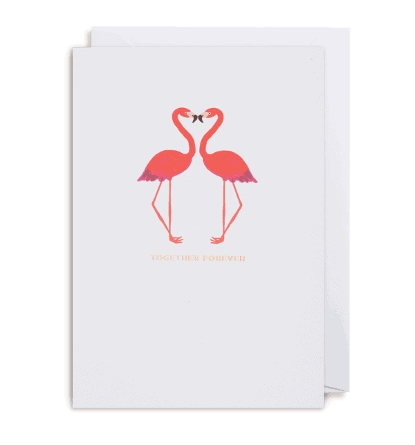 kissing flamingo card