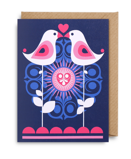 mini love birds card