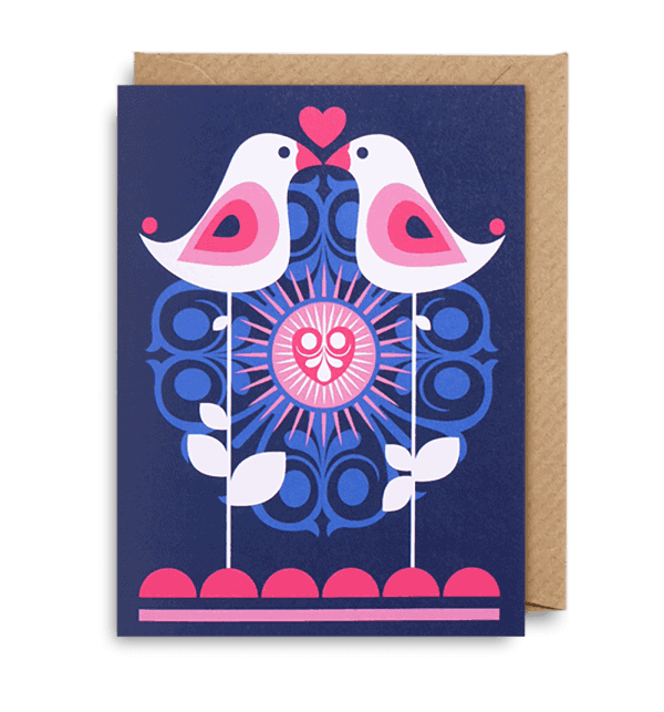 mini love birds card