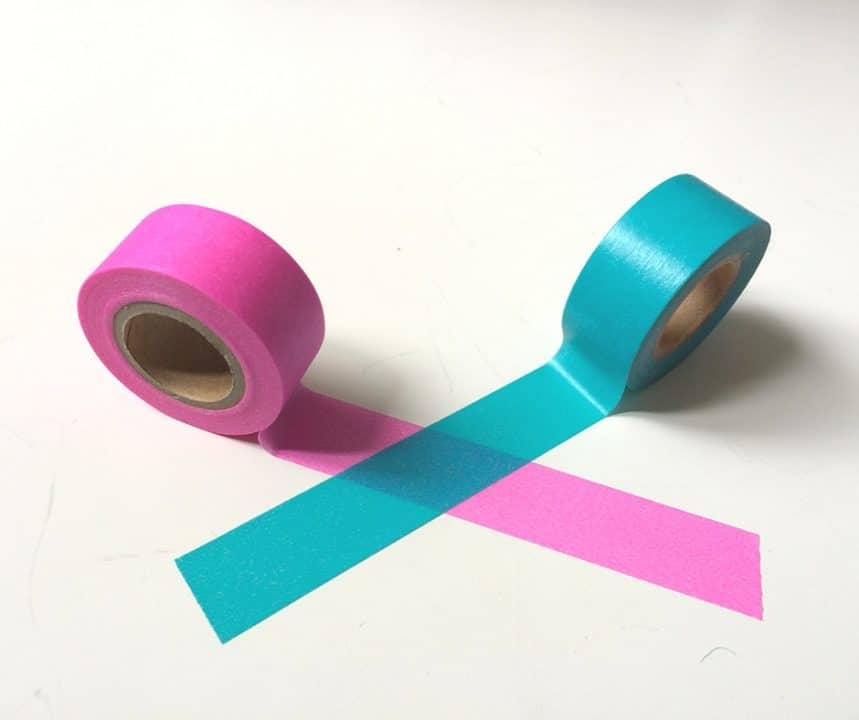 Turquoise washi tape with pink