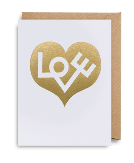 Gold love heart mini card