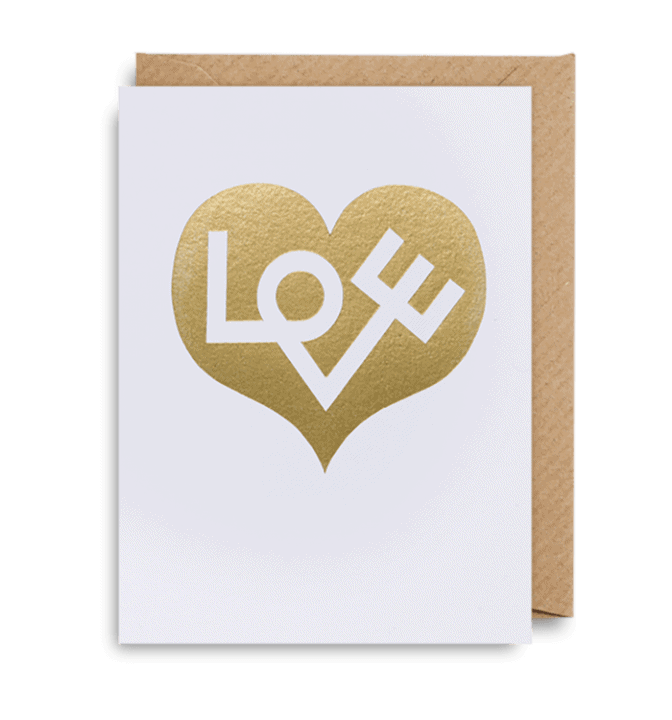 Gold love heart mini card