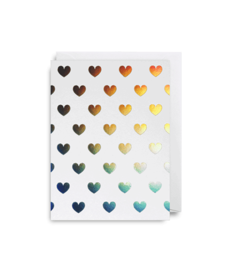 Iridescent hearts mini card