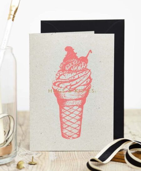 neon pink ice cream card