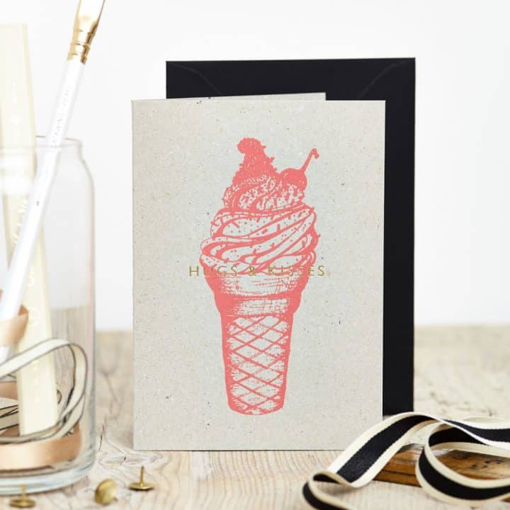 neon pink ice cream card