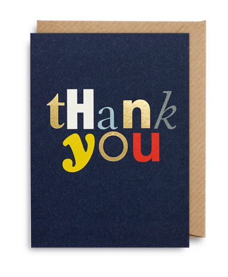 Typographic mini thank you card