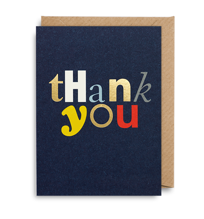 Typographic mini thank you card